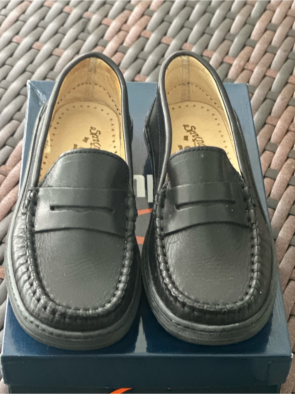 Gallucci Black Leather Kids Penny Moccasins